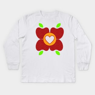 I Heart Fruit Flower Kids Long Sleeve T-Shirt